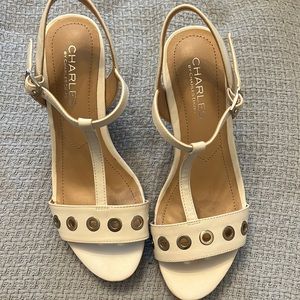 White Wedge Sandals 6.5